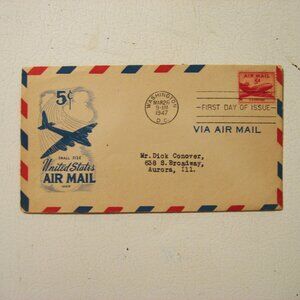1st day of issue envelope dated 3-26-1947 Washington D.C. 5 cent stamp